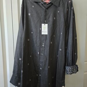 Robert Graham Charcoal Dress Shirt with Subtle Patterns